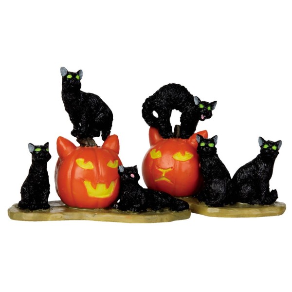 Lemax Spooky Town 12883 - HALLOWEEN CATS, SET OF 2 - Halloween, Winterdorf - Neu