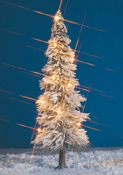 Busch 0 8624 - Beleuchteter Weihnachtsbaum mit Schnee + 9 LED-Leuchten