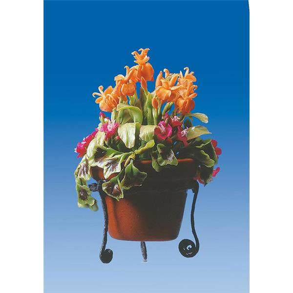 Pola G 331990 Blumenkübel mit Orange/roten Blüten und Gestell