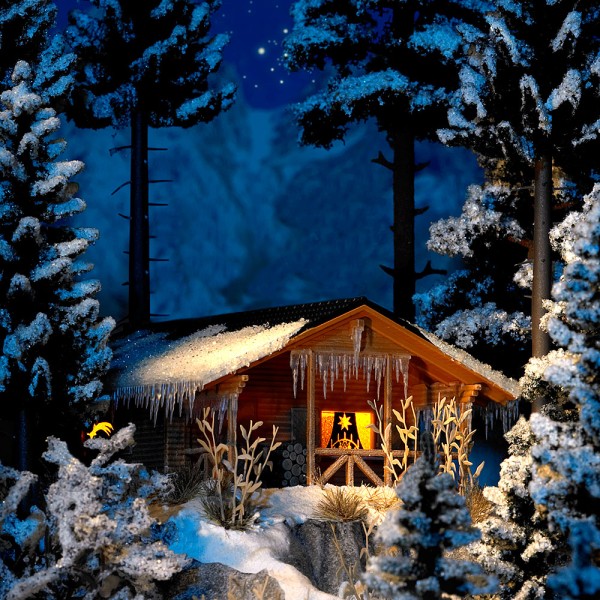 Busch H0 1085 - Winterhütte mit Beleuchtung