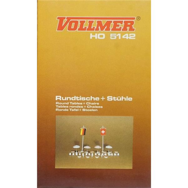 Vollmer H0 5142 - Deko-Set "Rundtische und Stühle"
