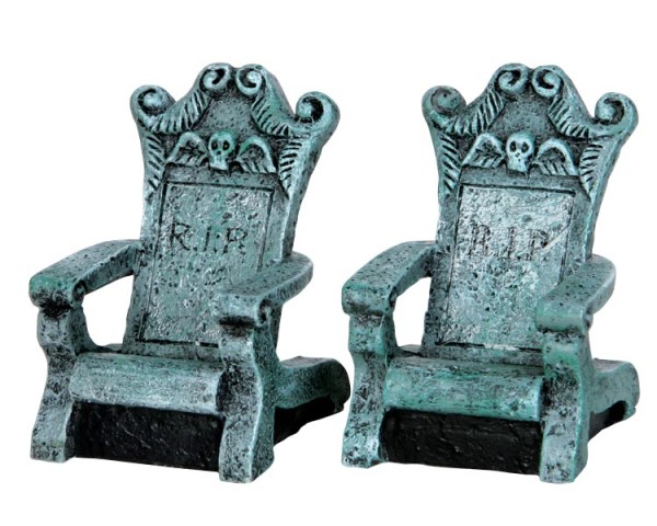 Lemax 34615 - TOMBSTONE CHAIRS, SET OF 2 Spooky Town Neu